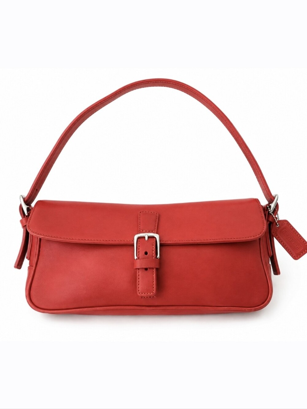 Vintage Coach Leather Hampton Bright Red Shoulder Bag
